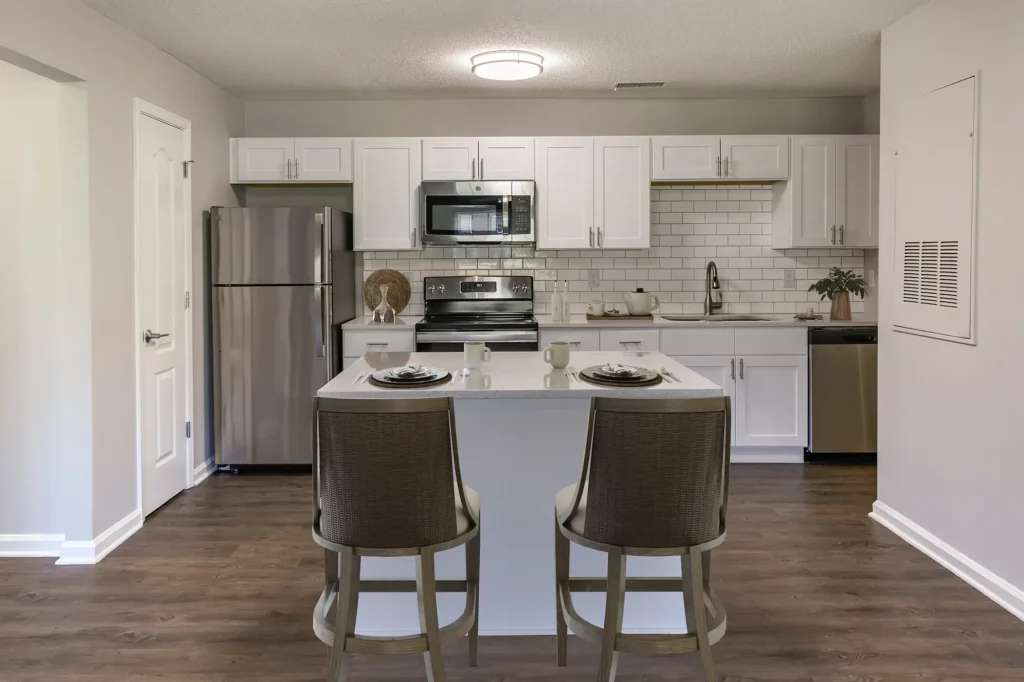 Open kitchen with island seating