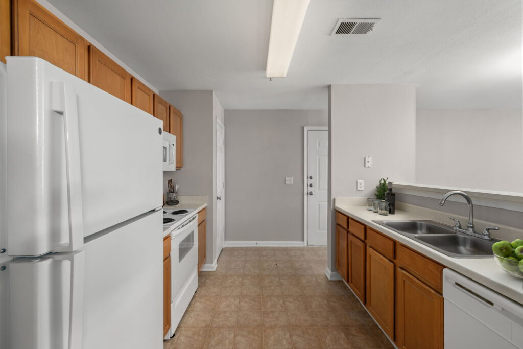 Kitchen with white appliances